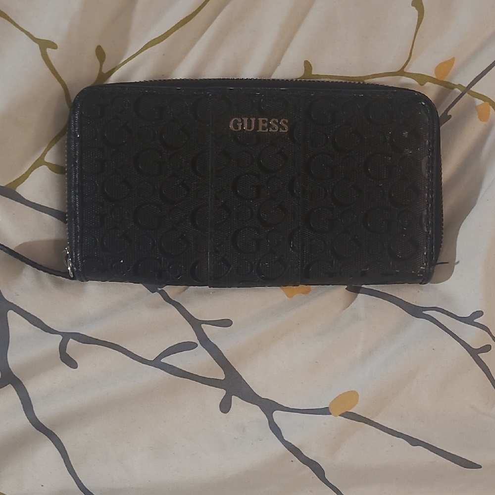 GUESS Black Monogram Key & Card Holder